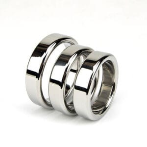 bound to please metal cock and ball ring set 1