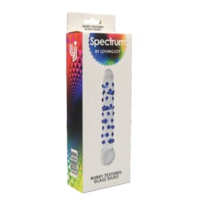 Spectrum Nubby Textured Glass Dildo 8 n11034 spectrum nubby textured glass dildo packaged 1