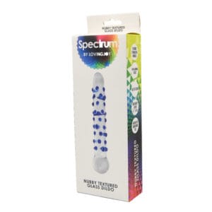 Spectrum Nubby Textured Glass Dildo 9 n11034 spectrum nubby textured glass dildo packaged 2