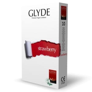 Glyde Ultra Strawberry Flavour Vegan Condoms 10 Pack 3 n11095 glyde strawberry 3
