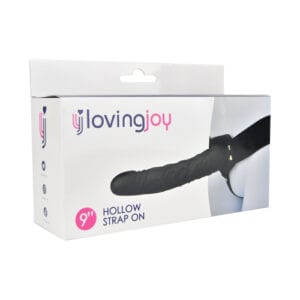 n11681 loving joy 8 inch hollow strap on black pkg 2