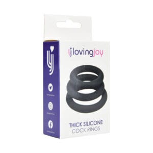 n11708 loving joy thick silicone cock rings 3 pack grey pkg 1