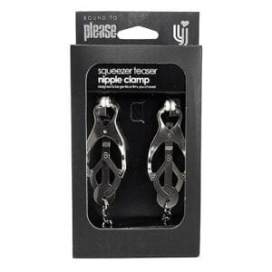 Bound to Please Squeezer Teaser Clover Nipple Clamps with Chain 4 n9379 bound to tease squeezer teaser nipple clamp 2