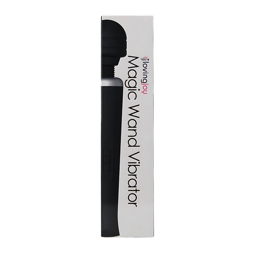 n12458-loving-joy-rechargeable-magic-wand-vibrator-black-pkg n12458 loving joy rechargeable magic wand vibrator black pkg