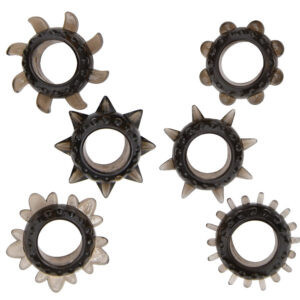 Loving Joy Textured Cock Ring Set (6 Pack) 11 n12316 loving joy textured cock ring set 6 pack side view 1