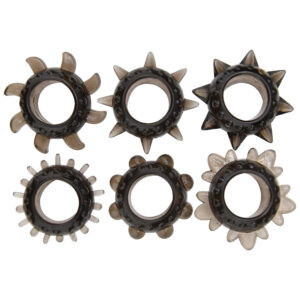 Loving Joy Textured Cock Ring Set (6 Pack) 3 n12316 loving joy textured cock ring set 6 pack side view