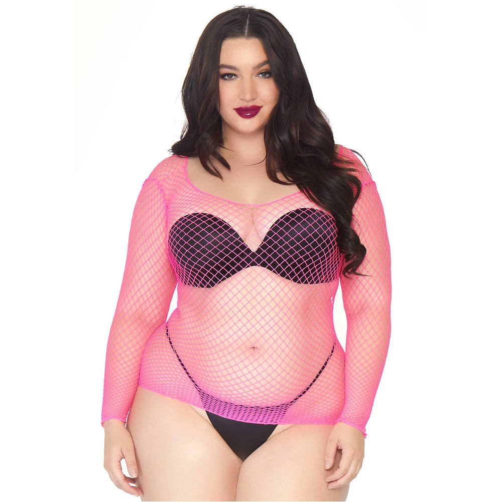 n12607-leg-avenue-long-sleeved-industrial-net-top-neon-pink-ps-1 n12607 leg avenue long sleeved industrial net top neon pink ps 1