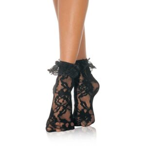 Leg Avenue Lace Ankle Socks with Ruffle Trim 3 n12613 leg avenue lace ankle socks wruffle trim 2