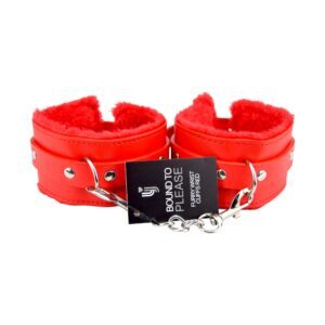 Bound to Please Furry Plush Wrist Cuffs Red 3 n11933 bound to please furry plush wrist cuffs red