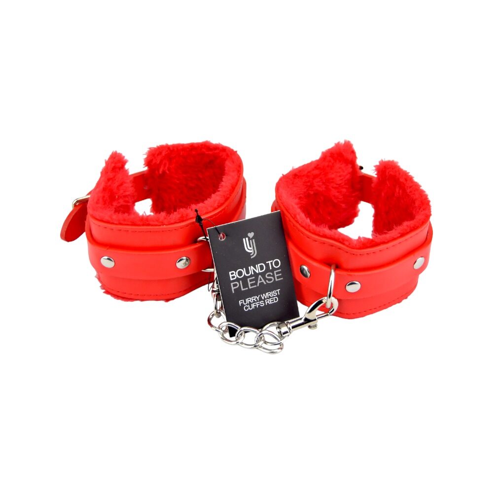 n11933-bound-to-please-furry-plush-wrist-cuffs-red-4 n11933 bound to please furry plush wrist cuffs red 4