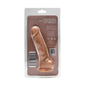 n12026 loving joy 7 inch realistic silicone dildo with suction cup and balls vanilla new pkg bk