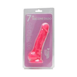 n12027 loving joy 7 inch realistic silicone dildo with suction cup and balls pink new pkg