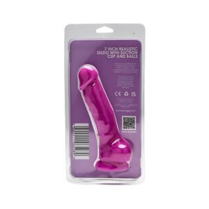 n12028 loving joy 7 inch realistic silicone dildo with suction cup and balls purple new pkg bk