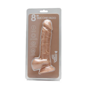 n12030 loving joy 8 inch realistic silicone dildo with suction cup and balls vanilla new pkg