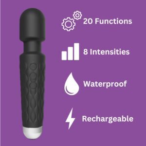 Loving Joy 20 Function Wand Vibrator Black 8 n12165 loving joy 20 function wand vibrator black info