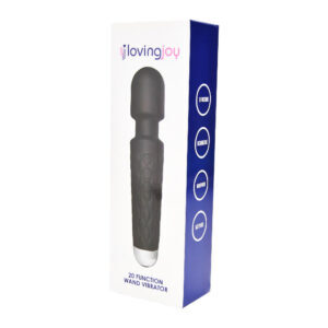 Loving Joy 20 Function Wand Vibrator Black 6 n12165 loving joy 20 function wand vibrator black pkg 2