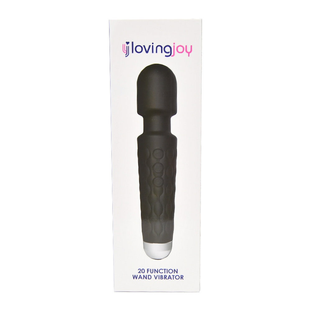 n12165-loving-joy-20-function-wand-vibrator-black-pkg n12165 loving joy 20 function wand vibrator black pkg