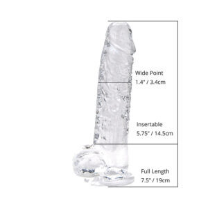 Loving Joy 7 Inch Dildo with Balls Clear 7 n12186 loving joy 7 inch dildo with balls clear size