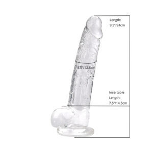 Loving Joy 9 Inch Dildo with Balls Clear 7 n12188 loving joy 9 inch dildo with balls clear measurements wr