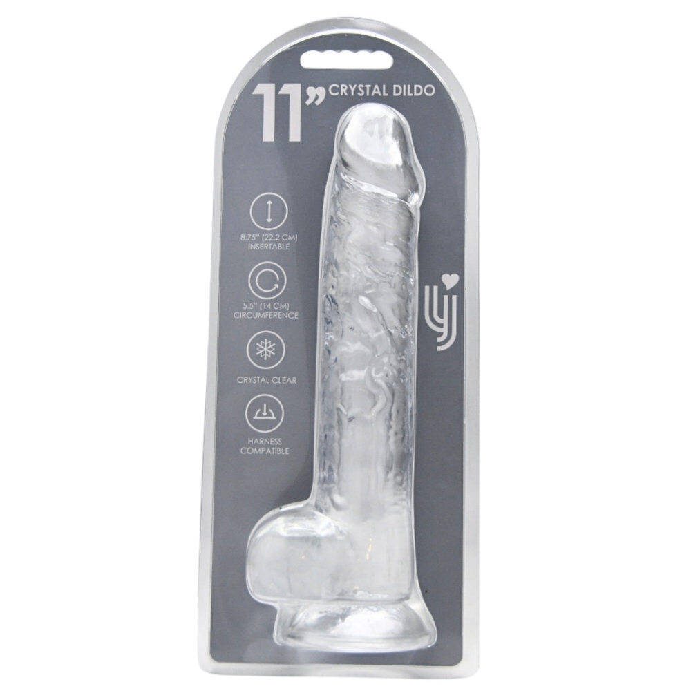 n12189-loving-joy-11-inch-dildo-with-balls-clear-new-pkg n12189 loving joy 11 inch dildo with balls clear new pkg