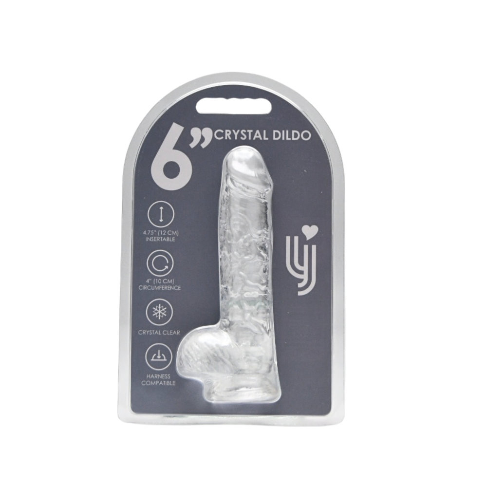 n12201-loving-joy-6-inch-dildo-with-balls-clear-new-pkg n12201 loving joy 6 inch dildo with balls clear new pkg