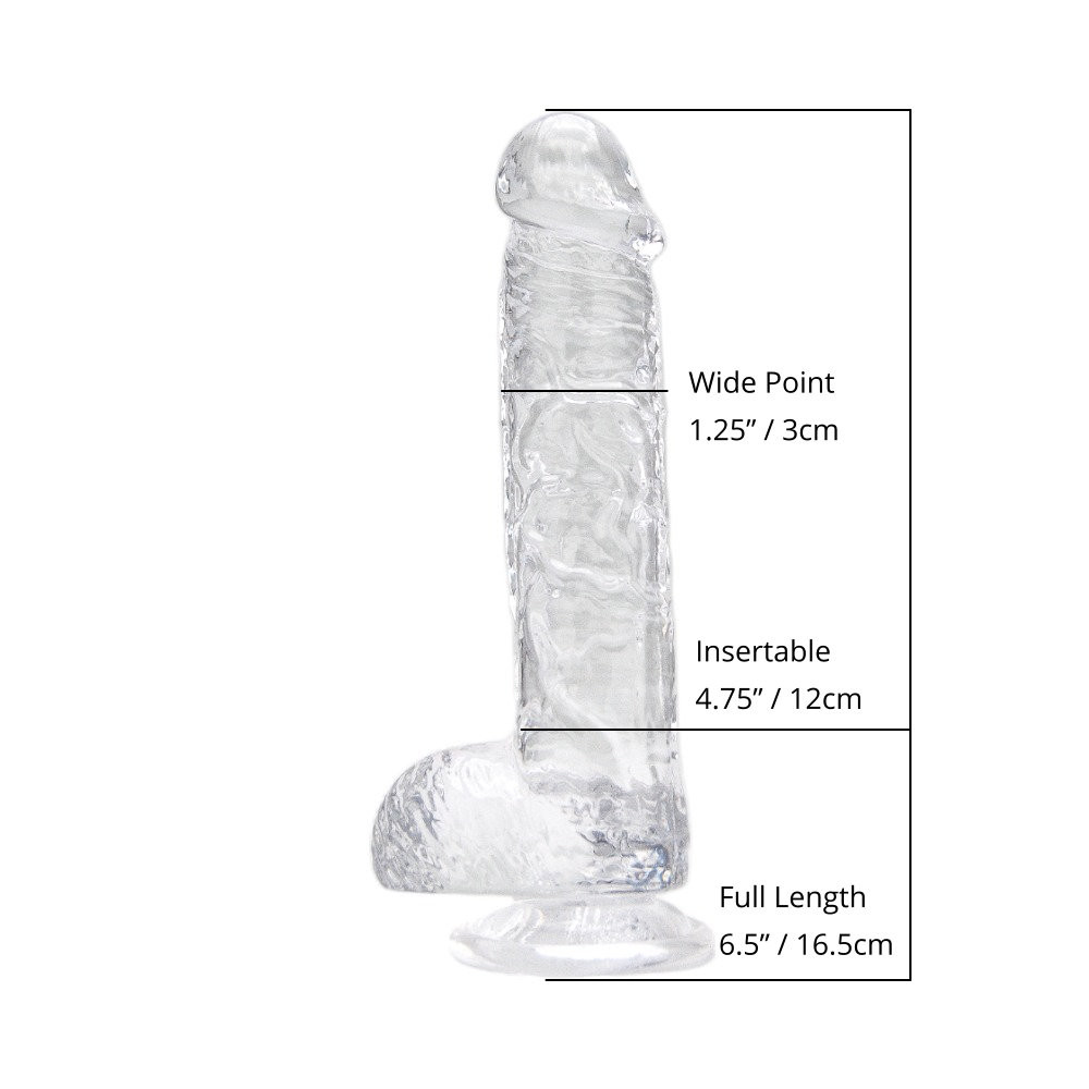 n12201-loving-joy-6-inch-dildo-with-balls-clear-sizing n12201 loving joy 6 inch dildo with balls clear sizing