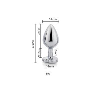 heart shaped metal butt plug silver medium