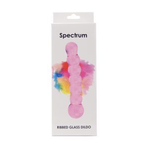 Spectrum Ribbed Glass Dildo 8 n11032 spectrum ribbed glass dildo new pkg