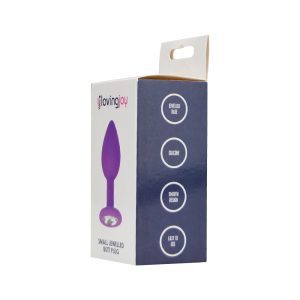 n11237 loving joy jewelled silicone butt plug purple small pkg 2