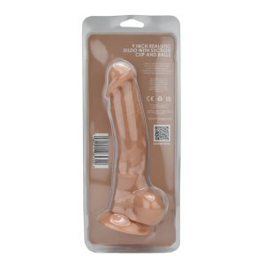n12034 loving joy 9 inch realistic silicone dildo with suction cup and balls vanilla pkg bk hr