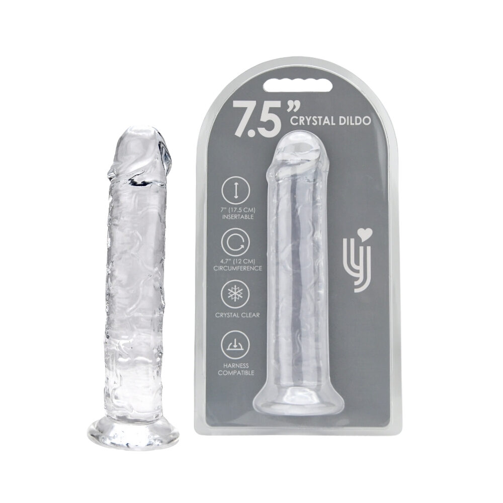 n12183-loving-joy-7-5-inch-suction-cup-dildo-clear-duo-hr n12183 loving joy 7 5 inch suction cup dildo clear duo hr