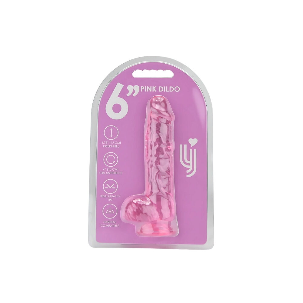 n12307-loving-joy-6-inch-dildo-with-balls-pink-pkg n12307 loving joy 6 inch dildo with balls pink pkg
