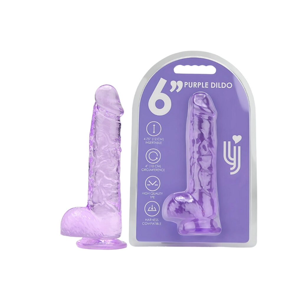 n12308-loving-joy-6-inch-dildo-with-balls-purple-duo n12308 loving joy 6 inch dildo with balls purple duo