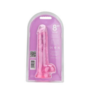 Loving Joy 8 Inch Dildo with Balls Pink 7 n12309 loving joy 8 inch dildo with balls pink pkg bk