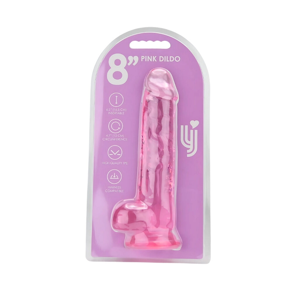 n12309-loving-joy-8-inch-dildo-with-balls-pink-pkg n12309 loving joy 8 inch dildo with balls pink pkg