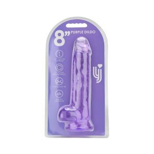 Loving Joy 8 Inch Dildo with Balls Purple 8 n12310 loving joy 8 inch dildo with balls purple pkg