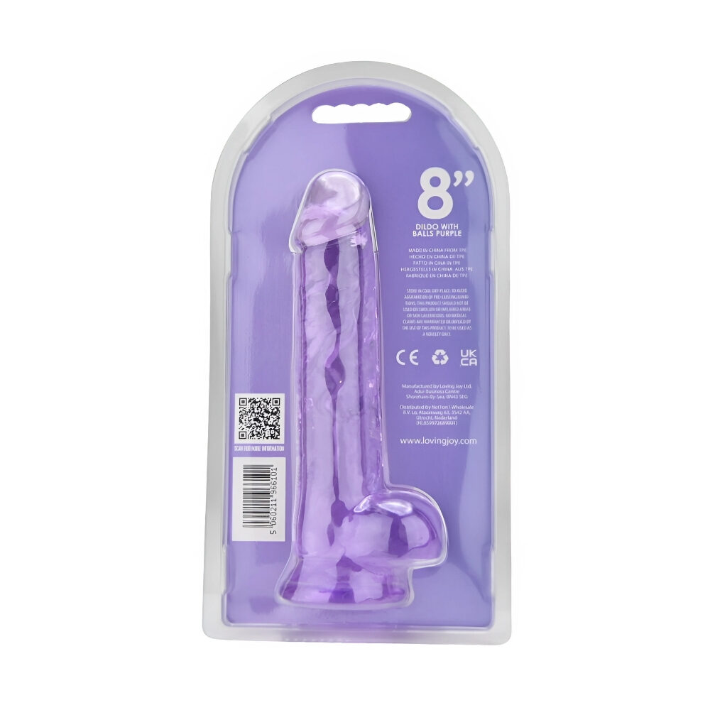 n12310-loving-joy-8-inch-dildo-with-balls-purple-pkg-bk n12310 loving joy 8 inch dildo with balls purple pkg bk