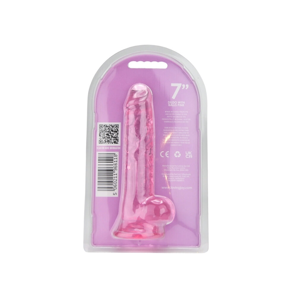 n12311-loving-joy-7-inch-dildo-with-balls-pink-pkg-bk n12311 loving joy 7 inch dildo with balls pink pkg bk