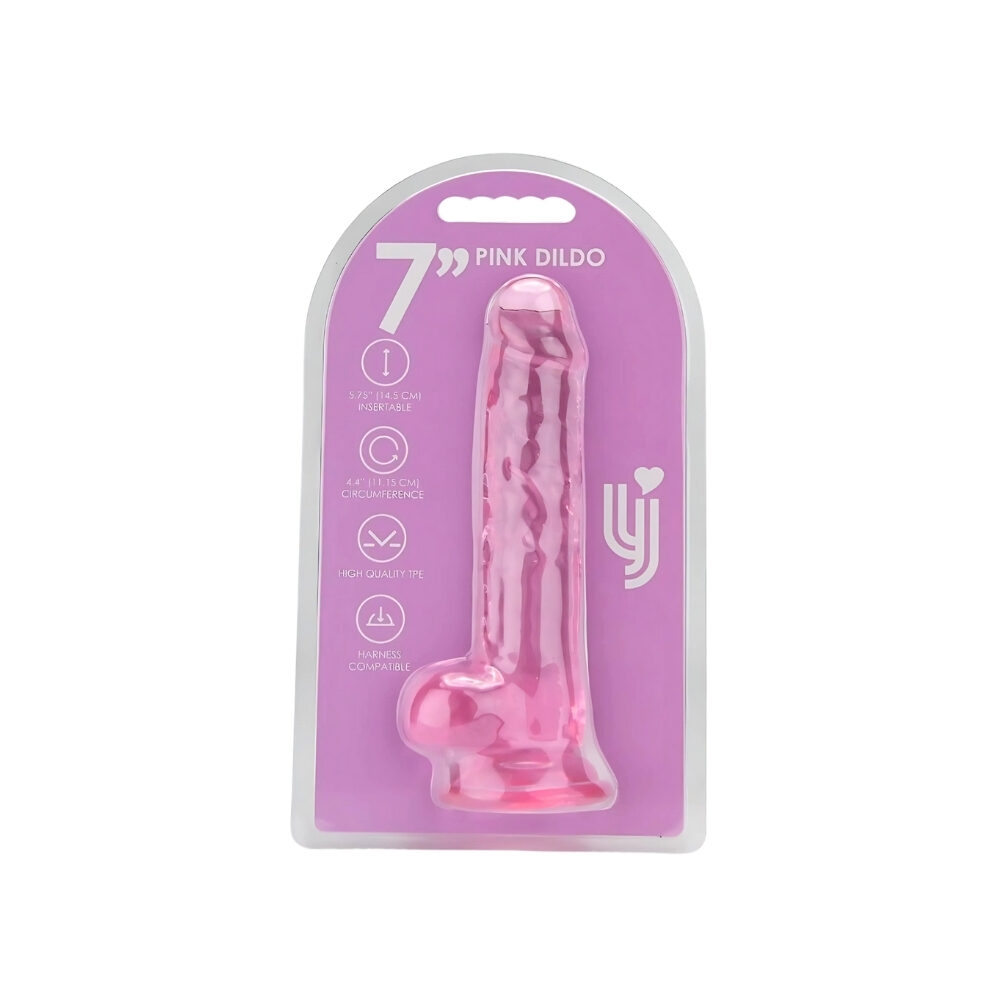 n12311-loving-joy-7-inch-dildo-with-balls-pink-pkg n12311 loving joy 7 inch dildo with balls pink pkg