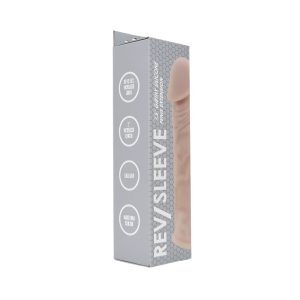 n12371 rev sleeves 7 5 inch girthy realistic silicone penis extension sleeve pkg 1