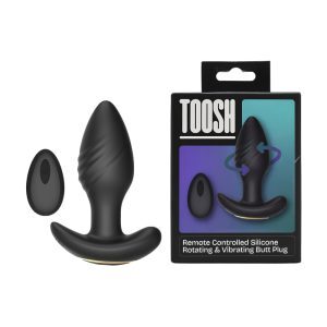 n12804 toosh remote controlled silicone rotating and vibrating butt plug both