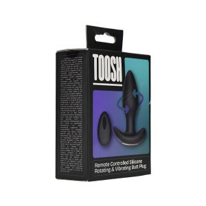 n12804 toosh remote controlled silicone rotating and vibrating butt plug pkg 2