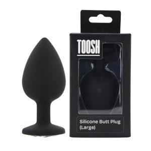 n12813 toosh black silicone butt plug large pkg duo