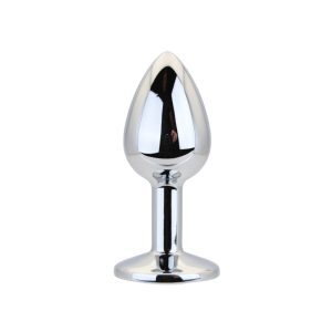 Toosh Silver Metal Butt Plug Small Clear Stone
