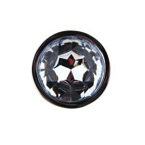 n12814 toosh silver metal butt plug small clear stone jewel