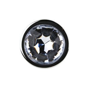 n12815 toosh silver metal butt plug medium clear stone jewel