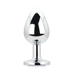 Toosh Silver Metal Butt Plug Large Clear Stone