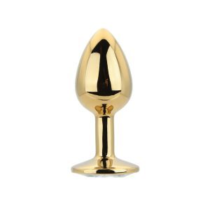 Toosh Gold Metal Butt Plug Small Clear Stone