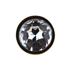 n12817 toosh gold metal butt plug small clear stone jewel