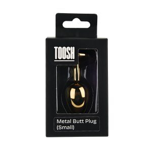 n12817 toosh gold metal butt plug small clear stone pkg